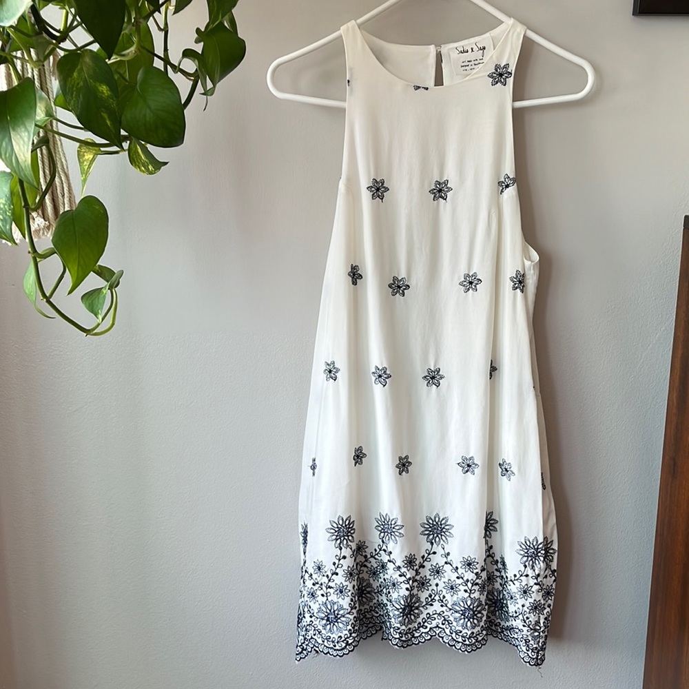 SADIE & SAGE White and Blue Dress (Small)